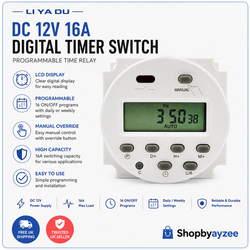12v 16a lcd digital timer - dc,