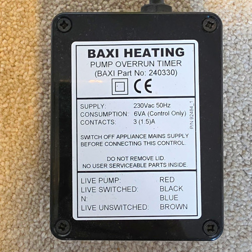Baxi pump overrun timer - baxi,